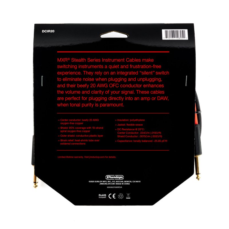 Dunlop - MXR 20' Stealth Series Instrument Cable