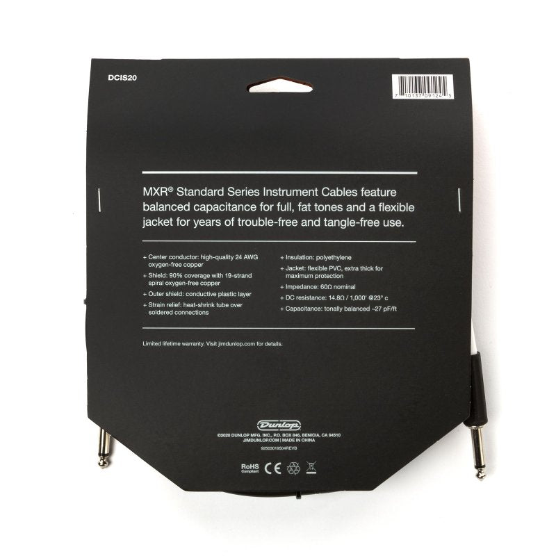 Dunlop - MXR 20 Ft Standard Instrument Cable, Straight / Straight