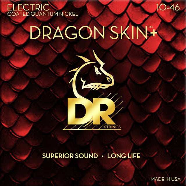 DR Handmade Strings - DRAGON SKIN+ Coated Quantum Nickel Electric Guitar Strings, Medium (10-46)