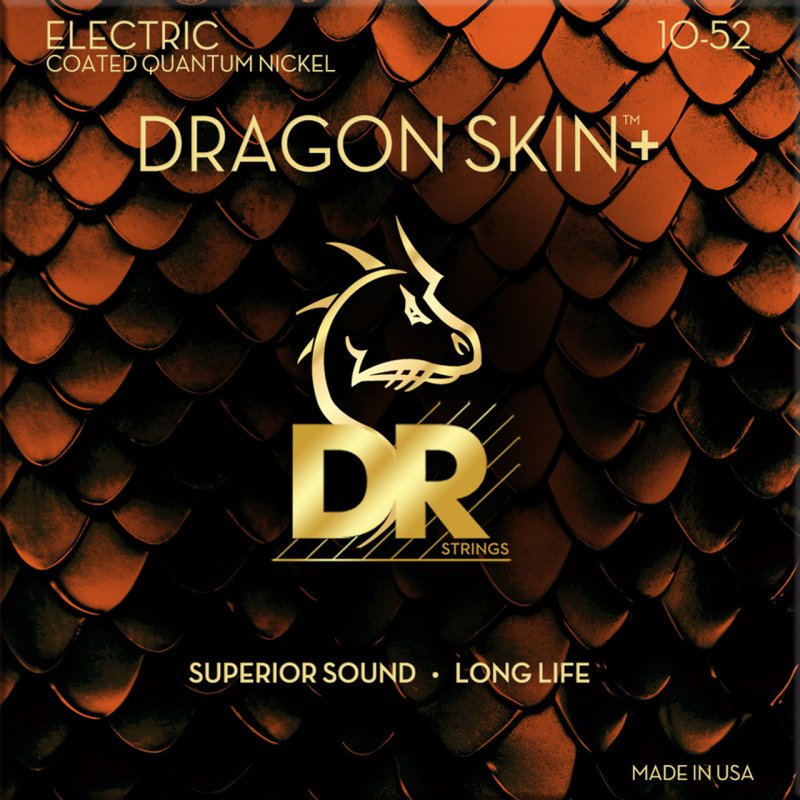 DR Handmade Strings - DRAGON SKIN+ Coated Quantum Nickel Electric Guitar Strings, Medium to Heavy (10-52)