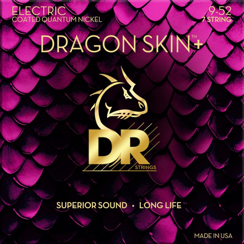DR Handmade Strings - DRAGON SKIN+ Coated Quantum Nickel Electric Guitar 7 Strings, Light (9-52)