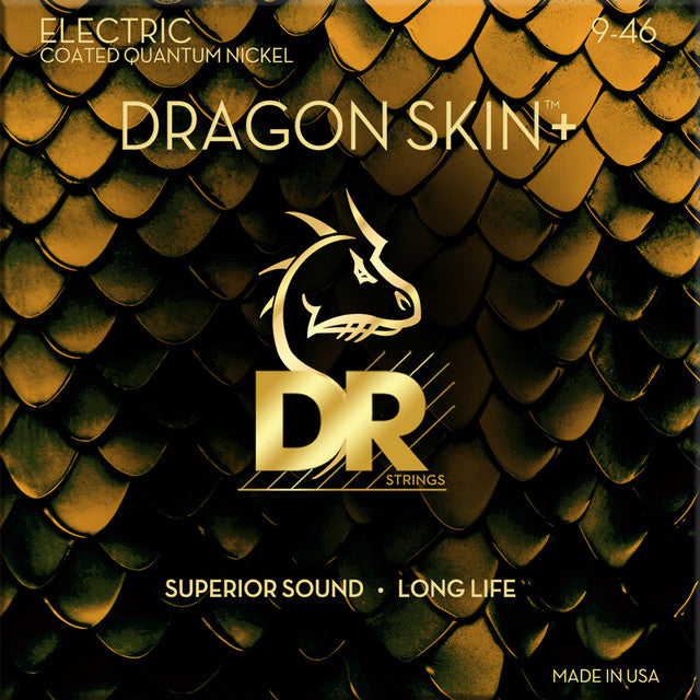 DR Handmade Strings - DRAGON SKIN+ Coated Quantum Nickel Electric Guitar Strings, Light to Medium (9-46)