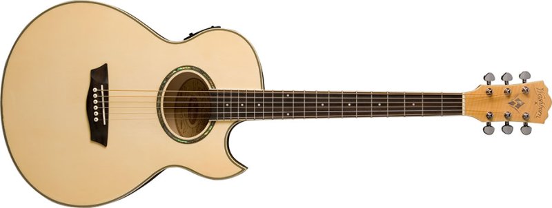 Washburn - Spruce Top Acoustic Cutaway Electric Mini Jumbo Flame Maple Guitar with 4-Band EQ