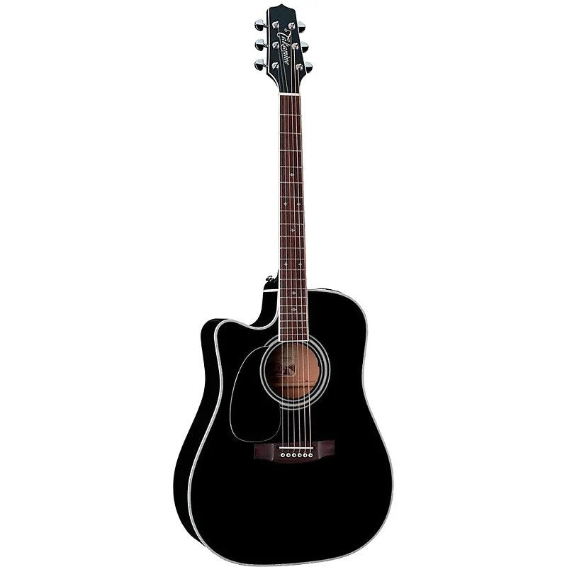 Takamine - Left-Handed Dreadnought Acoustic Electric Guitar With Case, Black