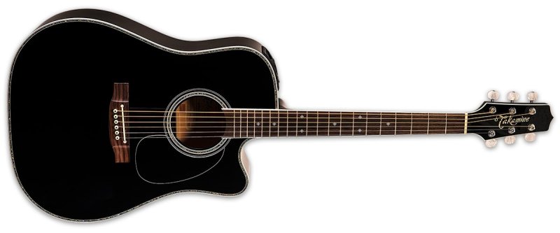Takamine - Dreadnought Acoustic Electric Guitar With Case, Black