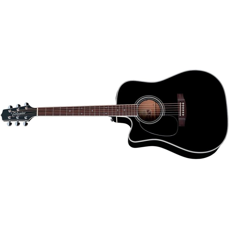 Takamine - Pro Series Dreadnought Acoustic Electric Guitar, Black, Left Handed with Case