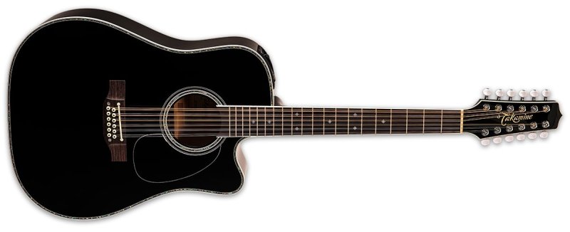 Takamine - 12-string Dreadnought Acoustic Electric Guitar, Black