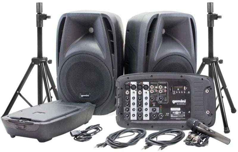 Gemini - Dual 10" Portable Bluetooth System Kit With Microphone And Stands