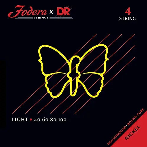 DR Handmade Strings - Nickel Plated Steel Bass Strings, 4-String Light (40-100)