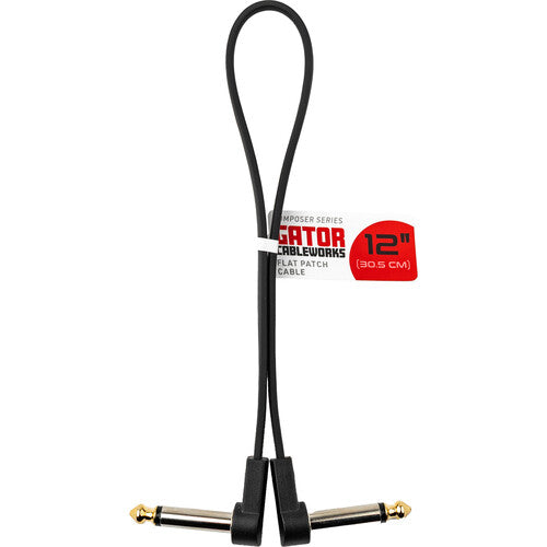 Gator - 12" Composer Flat Patch Cable with Right-Angle 1/4" Male Connectors