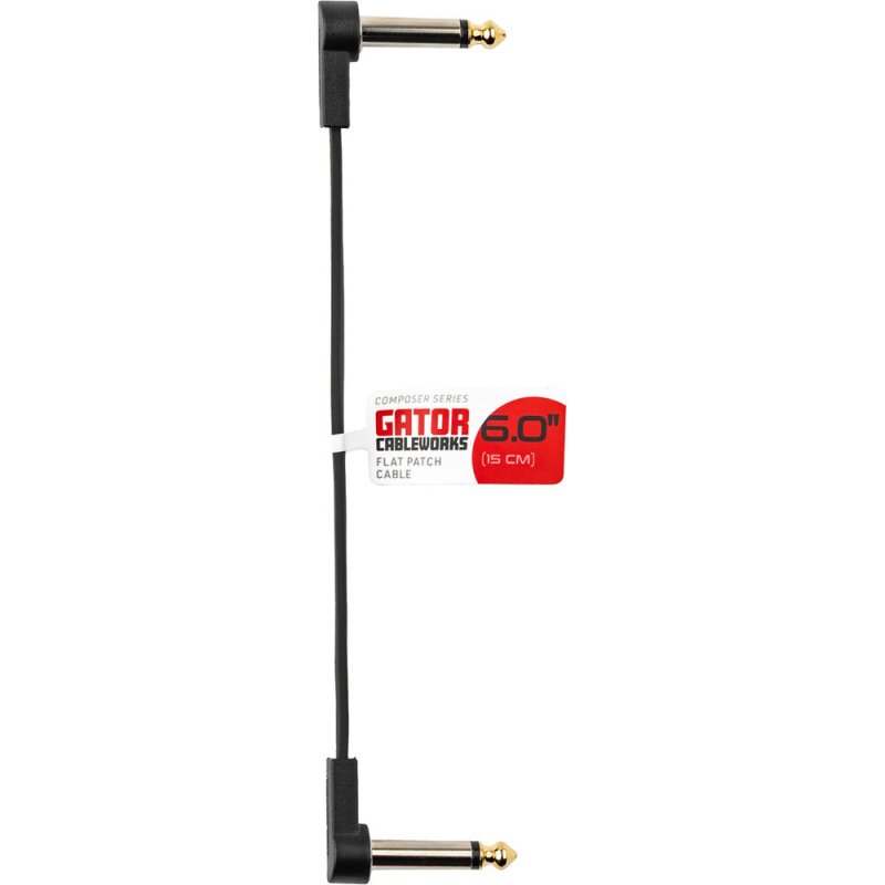 Gator - 6" Composer Flat Patch Cable with Right-Angle 1/4" Male Connectors