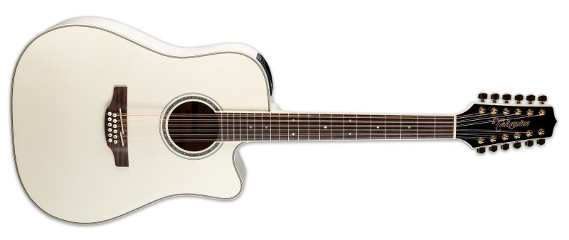 Takamine - G Series 12-String Dreadnought Acoustic / Electric Guitar With Case, Pearl White