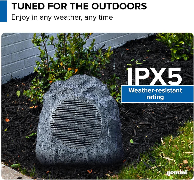Gemini - TWS Bluetooth Outdoor Rock Speakers Waterproof Patio Sound System (Pair)