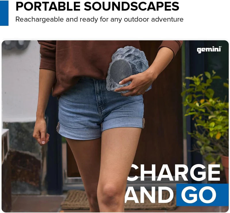 Gemini - TWS Bluetooth Outdoor Rock Speakers Waterproof Patio Sound System (Pair)