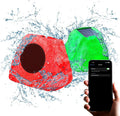 Gemini - Portable Solar Bluetooth Rock Speaker, Weather-Resistant, Multi-Link, Wireless & LED Lighting (Pair)