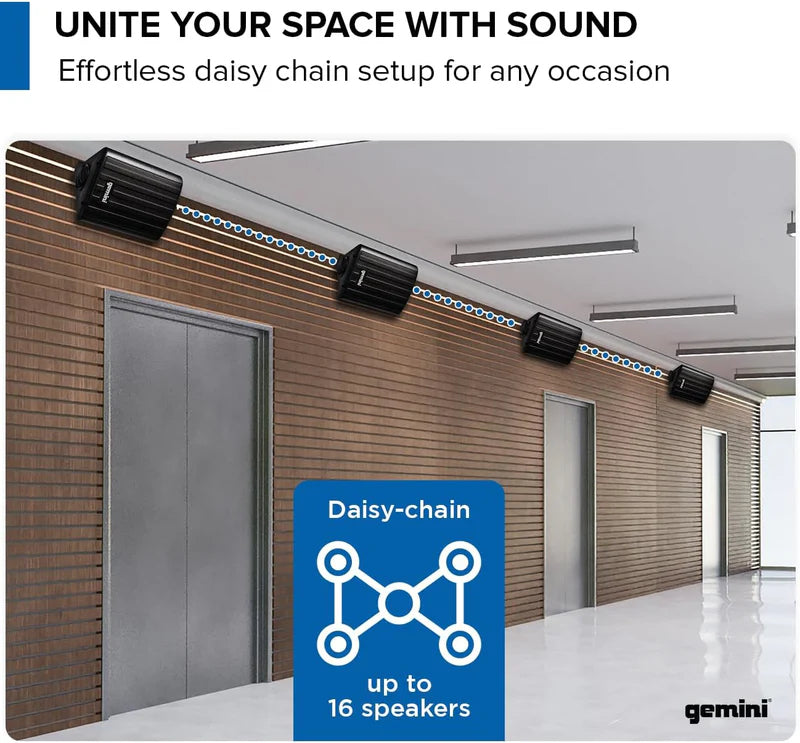 Gemini - 5.25" 150W Powerful Bass Waterproof Bluetooth Wall & Ceiling Mount Wired Speakers (Pair)