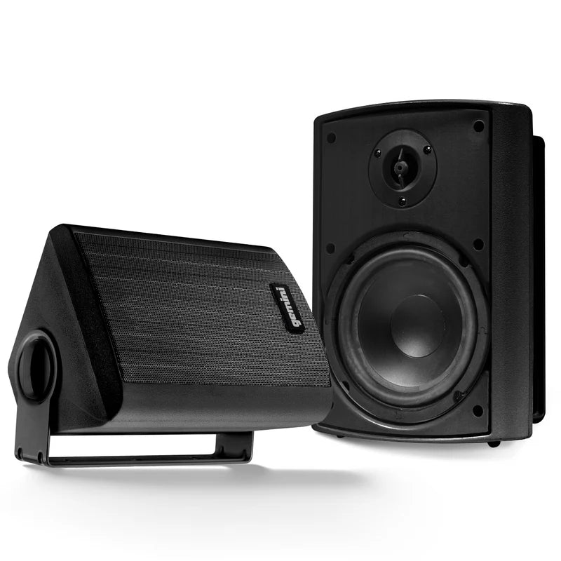Gemini - Outdoor Bluetooth Speakers  - Daisy Chain Capable, IP44 Waterproof, Wall Mountable, Black (Pair)