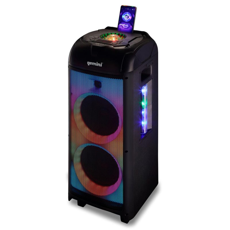 Gemini - 1000W Dual 8" Portable Bluetooth Speaker with LED Party Lighting