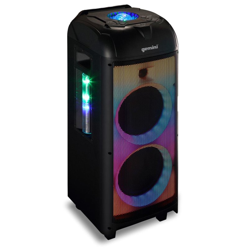 Gemini - 1000W Dual 8" Portable Bluetooth Speaker with LED Party Lighting
