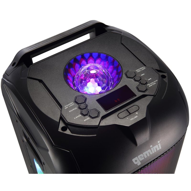 Gemini - 1000W Dual 8" Portable Bluetooth Speaker with LED Party Lighting