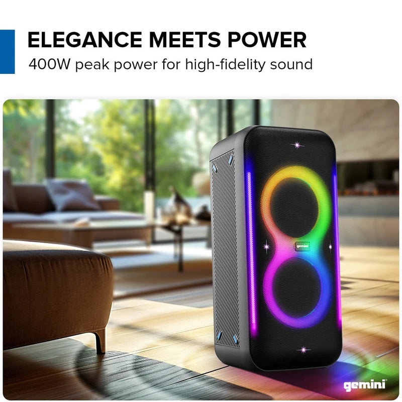 Gemini - Ultrarave Duo 400W Bluetooth Party Speaker With LED Lights & Wireless Mic