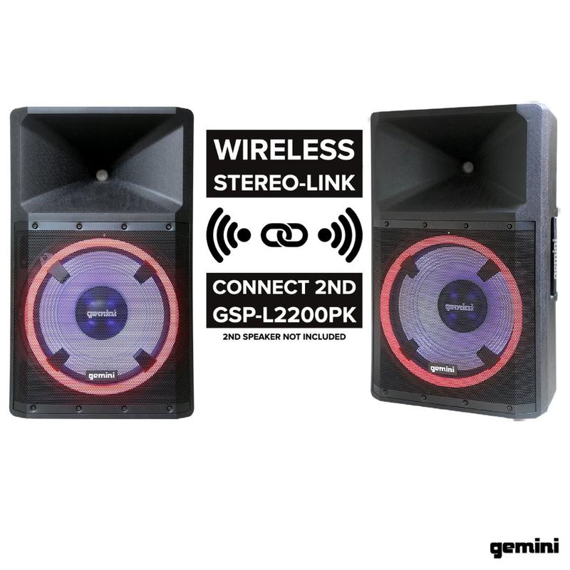 Gemini - High Power Bluetooth Party Speaker With Party Lights, Microphone, And Speaker Stand