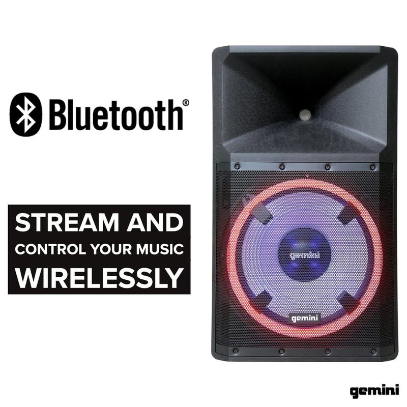 Gemini - High Power Bluetooth Party Speaker With Party Lights, Microphone, And Speaker Stand