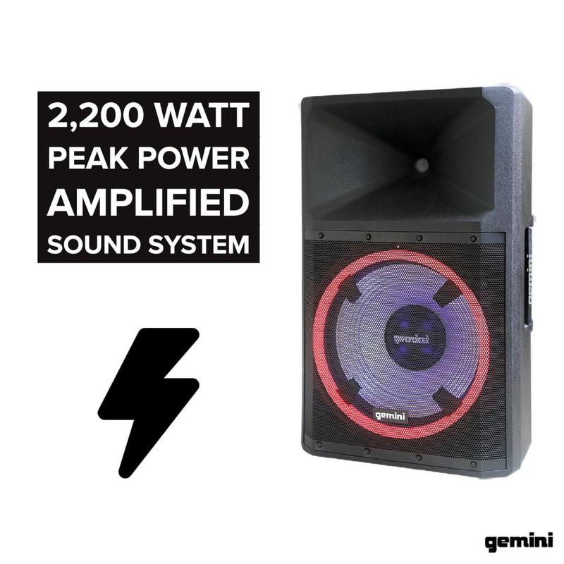 Gemini - High Power Bluetooth Party Speaker With Party Lights, Microphone, And Speaker Stand