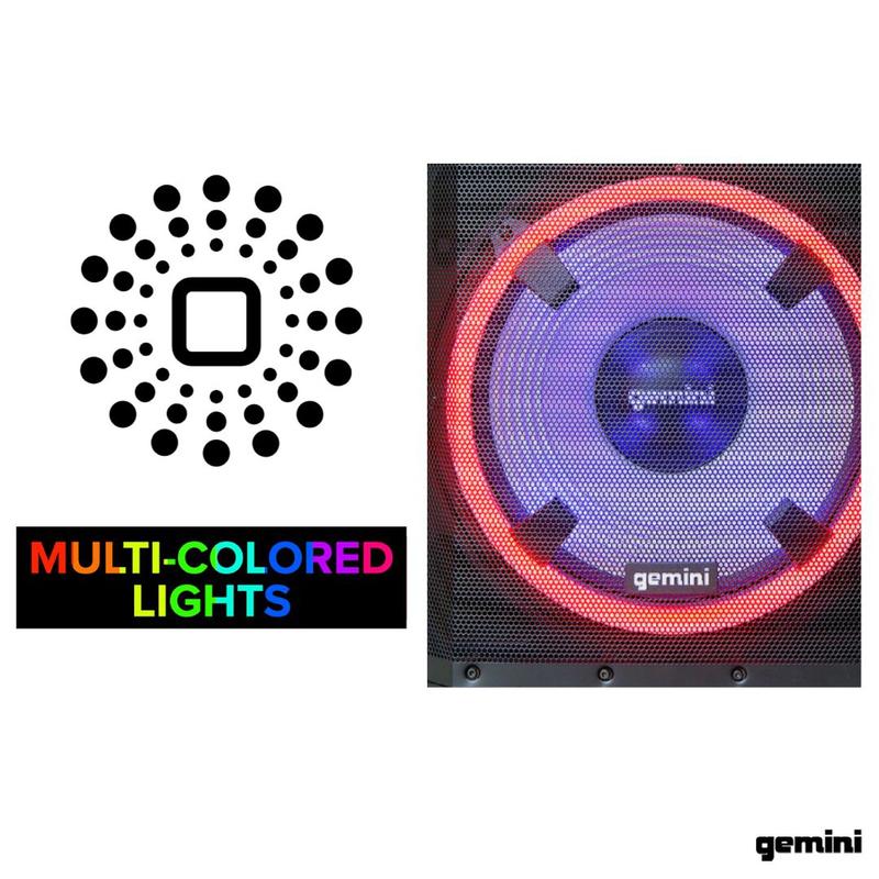 Gemini - High Power Bluetooth Party Speaker With Party Lights, Microphone, And Speaker Stand