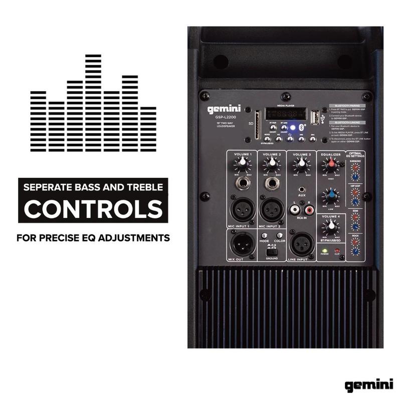 Gemini - High Power Bluetooth Party Speaker With Party Lights, Microphone, And Speaker Stand