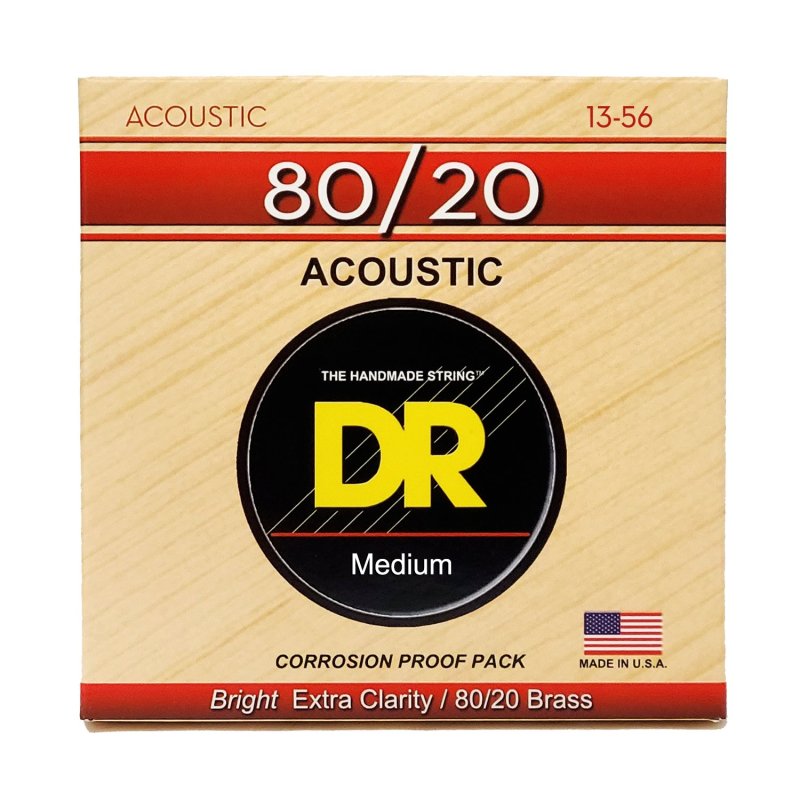DR Handmade Strings - Hi-beam 80/20 Acoustic Guitar String, Medium (13-56)
