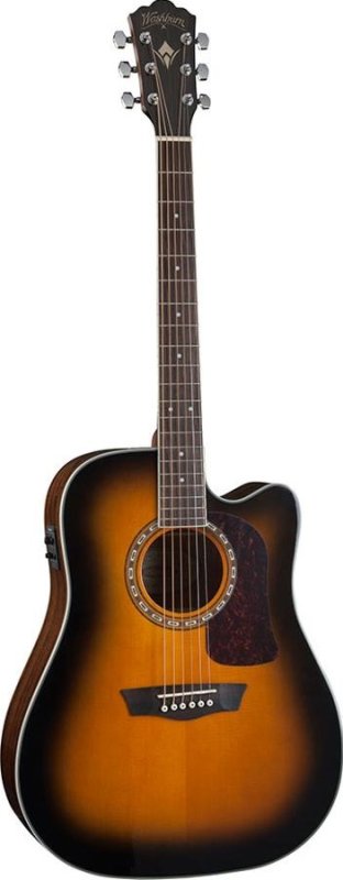 Washburn - Heritage 10 Series Acoustic Cutaway Guitar, Tobacco Burst Gloss