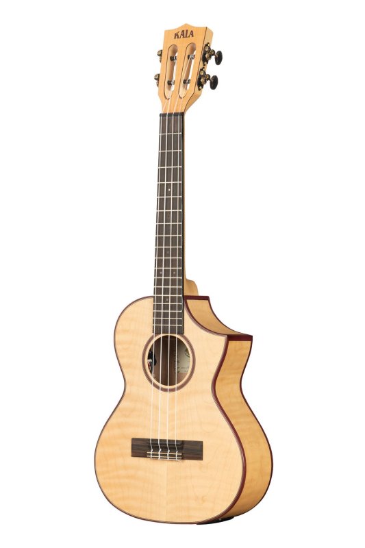 KALA - All Solid Flame Maple Cutaway Tenor Ukulele With EQ & Bag