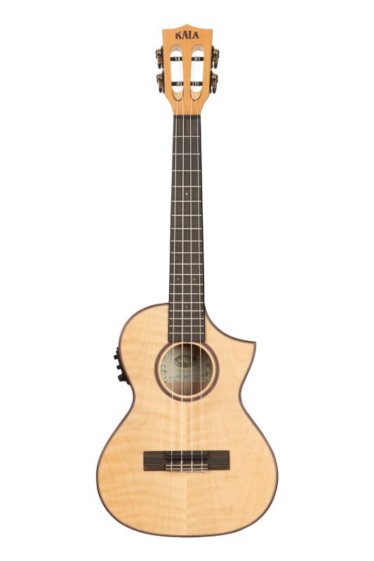 KALA - All Solid Flame Maple Cutaway Tenor Ukulele With EQ & Bag