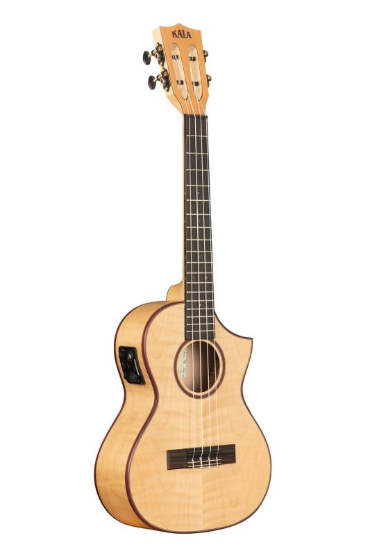 KALA - All Solid Flame Maple Cutaway Tenor Ukulele With EQ & Bag