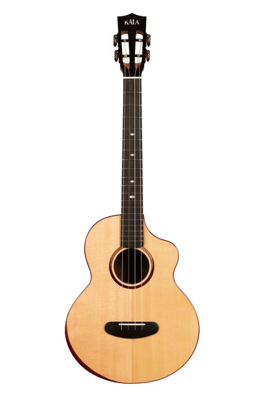 KALA - Contour All Solid Gloss Spruce Rosewood Baritone Ukulele With Cutaway and Bag