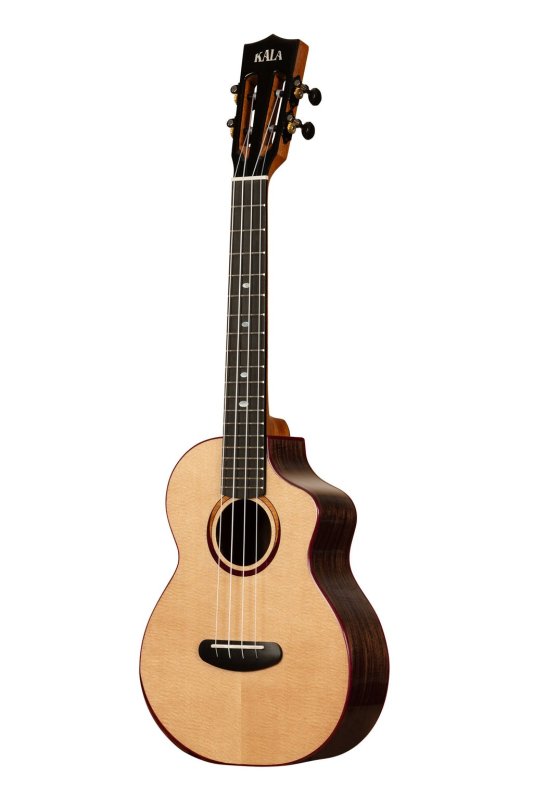 KALA - Contour All Solid Gloss Spruce Rosewood Tenor Ukulele With Cutaway and Bag