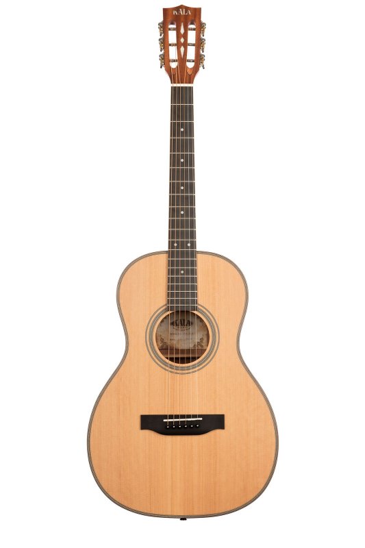 KALA - Solid Cedar Top Parlor Acoustic Guitar With Gig Bag, Satin