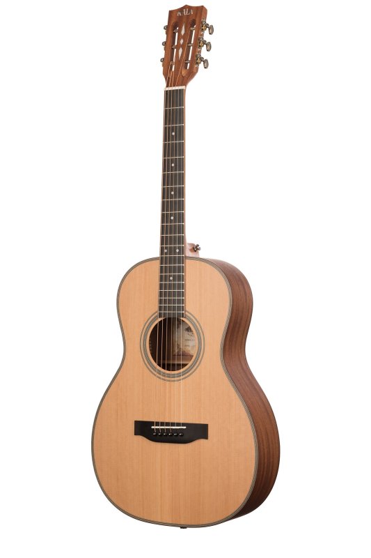 KALA - Solid Cedar Top Parlor Acoustic Guitar With Gig Bag, Satin