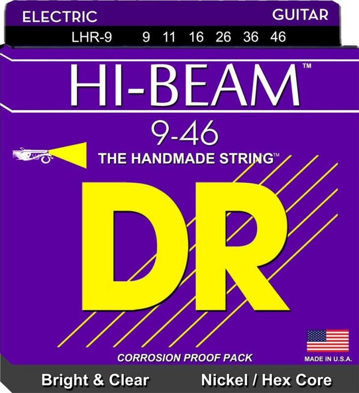 DR Handmade Strings - Hi-Beam Lite Electric Guitar Strings, Light to Medium (9-46)