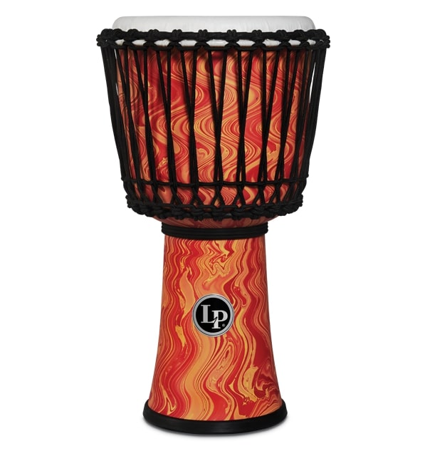 Latin Percussion - 10 Inch Rope Tuned Circle Djembe With Perfect-pitch Head, Orange Marble