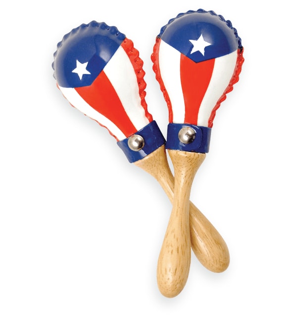 Latin Percussion - Mini Rawhide Maracas Puerto Rican Flag