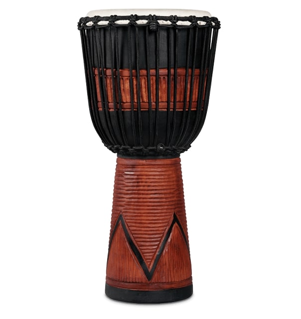 Latin Percussion - World Beat Wood Art Large Djembe, Black / Brown