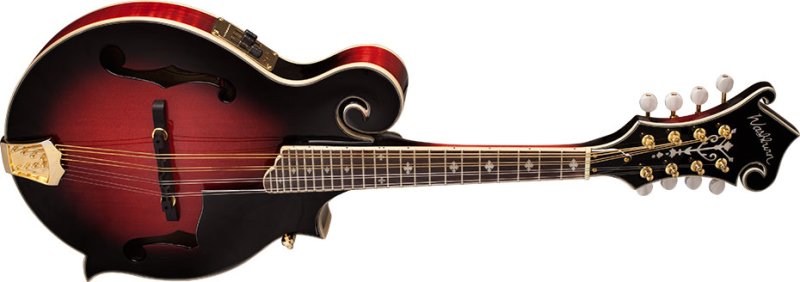 Washburn - Acoustic-electric Mandolin with Solid Spruce Top, Solid Maple Back and Sides - Transparent Wine Red