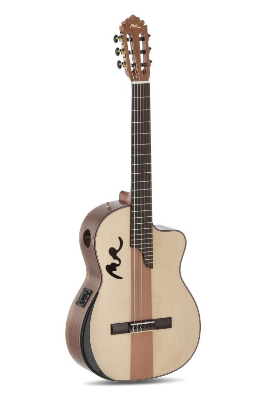 Manuel Rodriguez Guitars - Café Cortado cutaway acoustic/electric guitar with case & strap, curly walnut