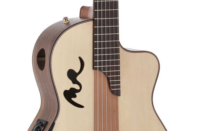 Manuel Rodriguez Guitars - Café Cortado cutaway acoustic/electric guitar with case & strap, curly walnut
