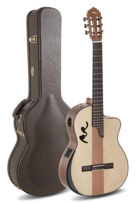 Manuel Rodriguez Guitars - Café Cortado cutaway acoustic/electric guitar with case & strap, curly walnut