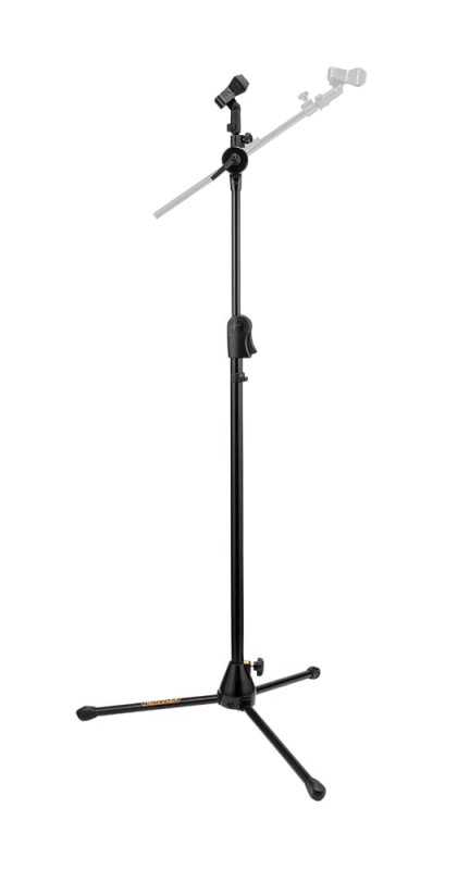Hercules - EZ Clutch Tripod Microphone Stand With Telescoping Hideaway 2-in-1 Boom