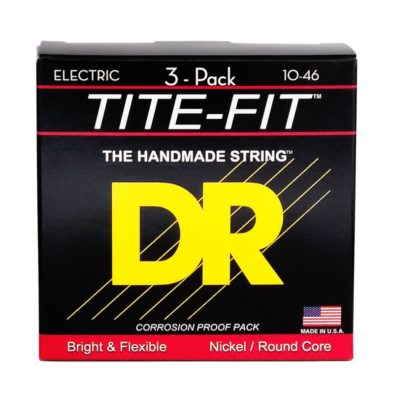 DR Handmade Strings - Tite-fit Electric Guitar Strings, Medium (10-46) (3 Pack)