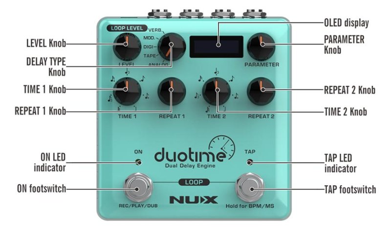 NUX - Duotime Dual Delay Pedal
